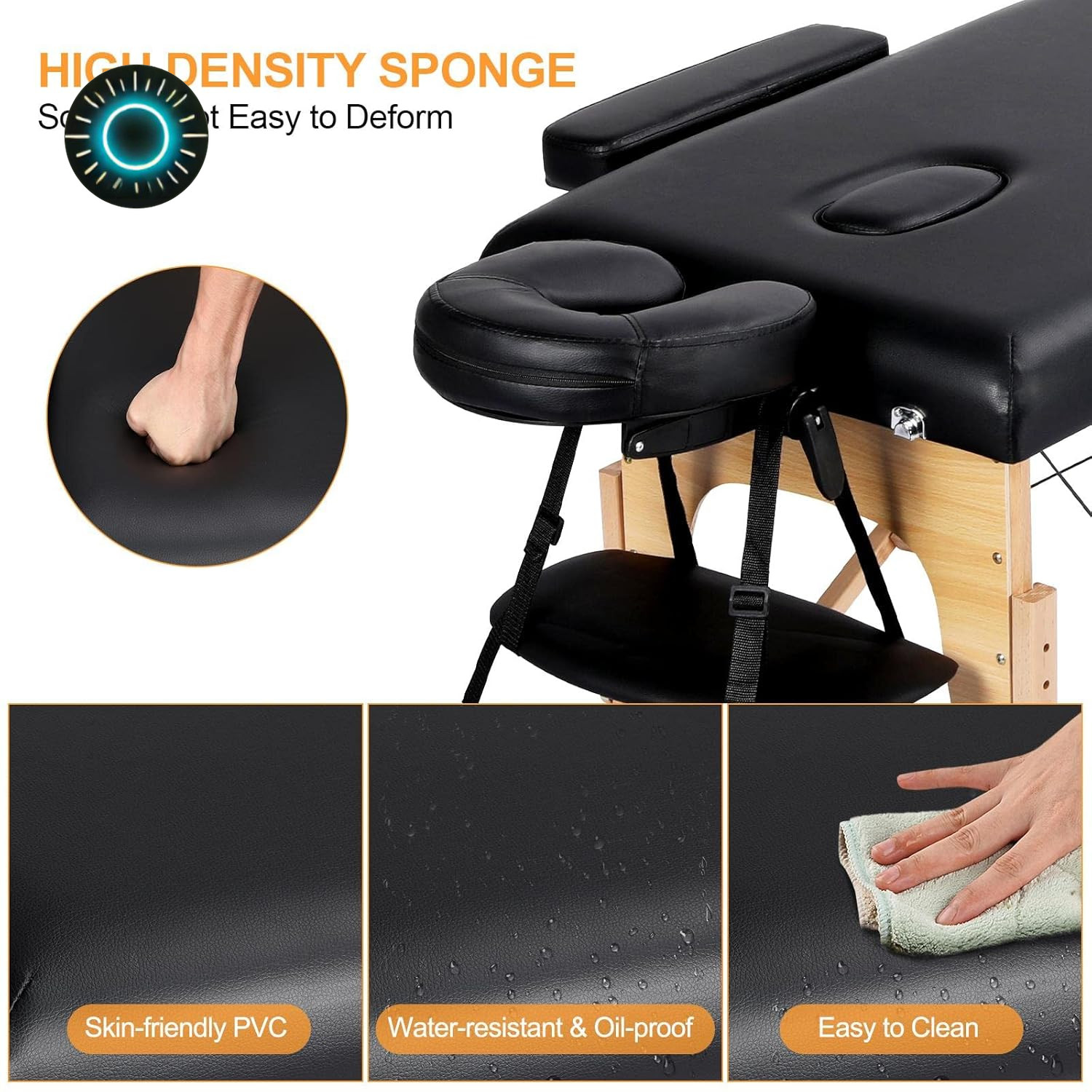 Yaheetech Massage Tables Portable Adjustable Massage Bed Foldable Spa Lash