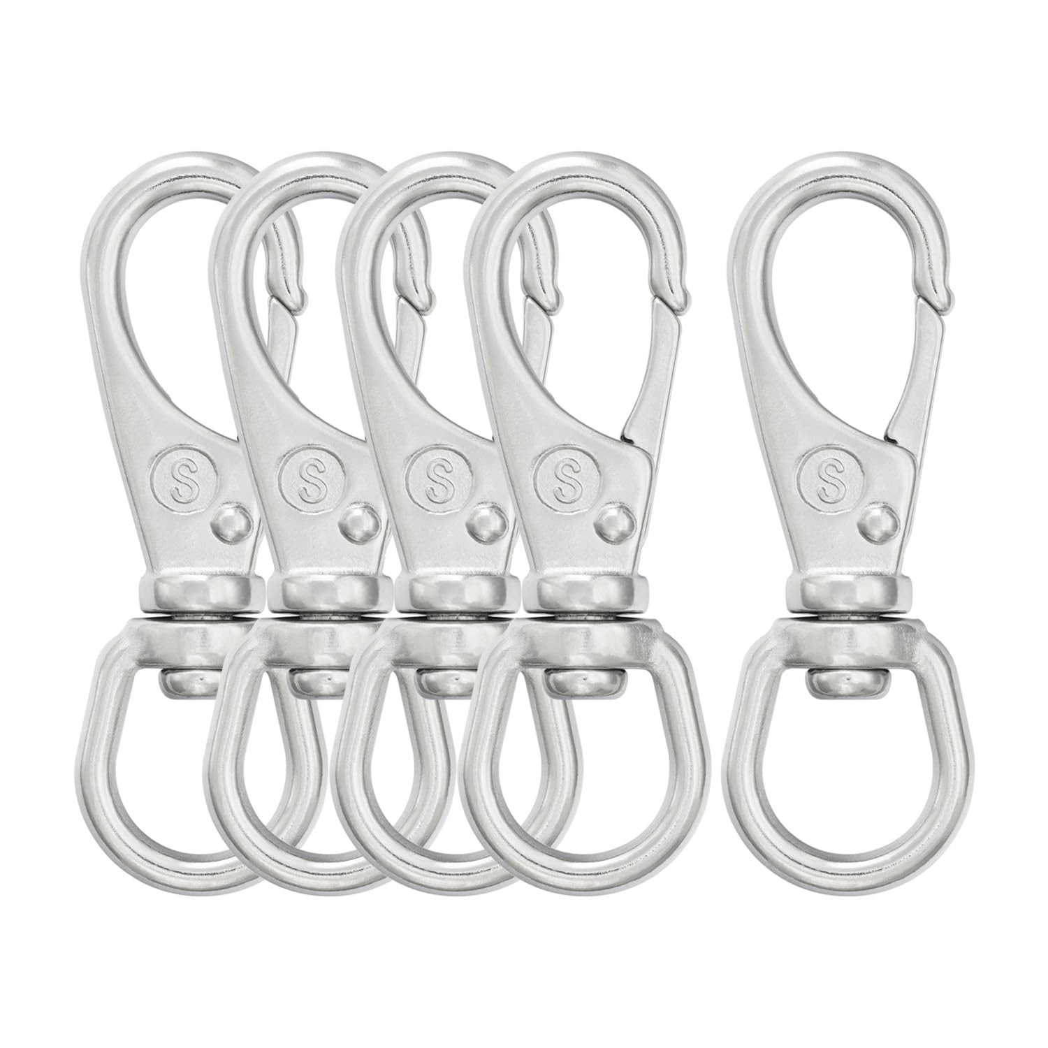 SHONAN 2.7 Inch Swivel Snap Hooks, 5 Pack Small Inch, 5 Pack, Silver