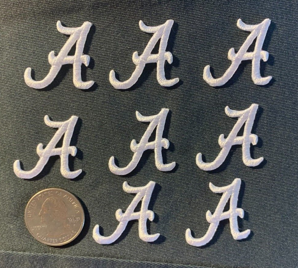 Alabama patch Crimson Tide white A logo embroidery iron on patch lot of 8 pieces