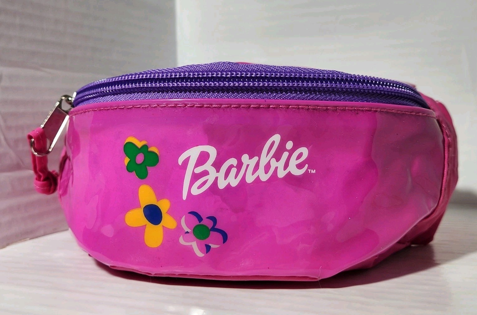 VTG Mattel Barbie Girls 2001 Fanny Pack Pink Purple Flower Bag Coin Purse Rare
