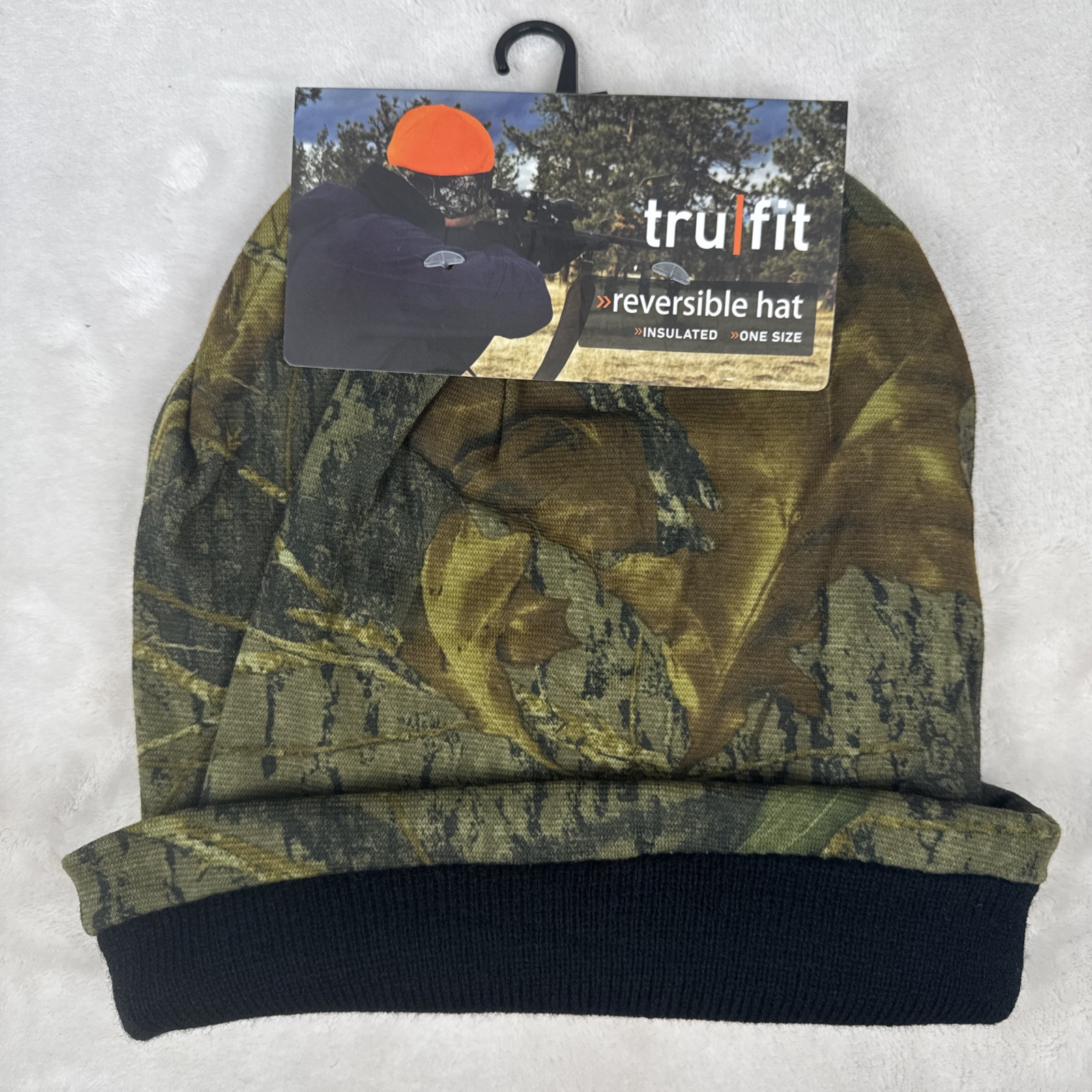 NWT Mens Tru Fit Reversible Real Tree Camouflage Beanie Hat One Size