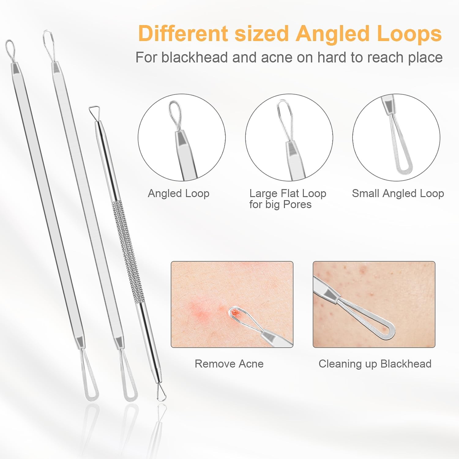 UUBAAR 9PCS Blackhead Remover Tools, Pimple Popper Tool Kit with 2 Silver