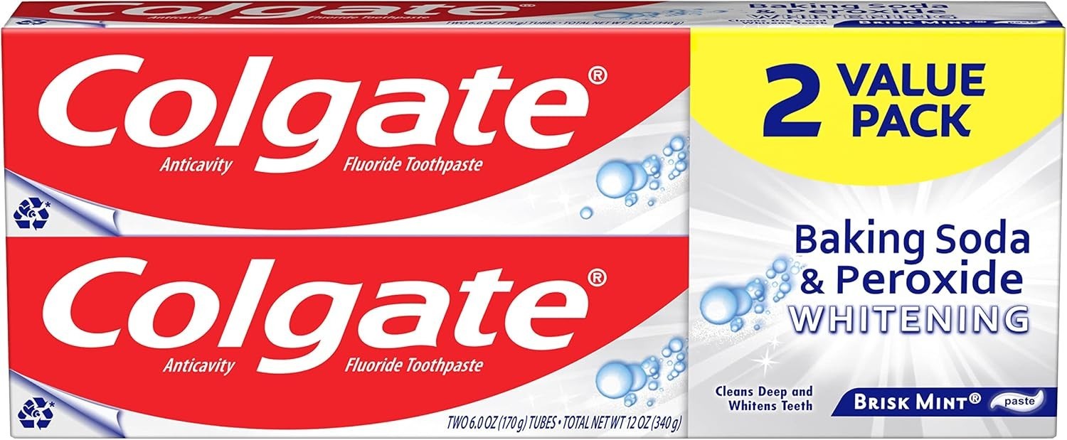 Colgate Baking Soda & Peroxide Toothpaste-Brisk Mint, 6 Ounce  Pack of 2