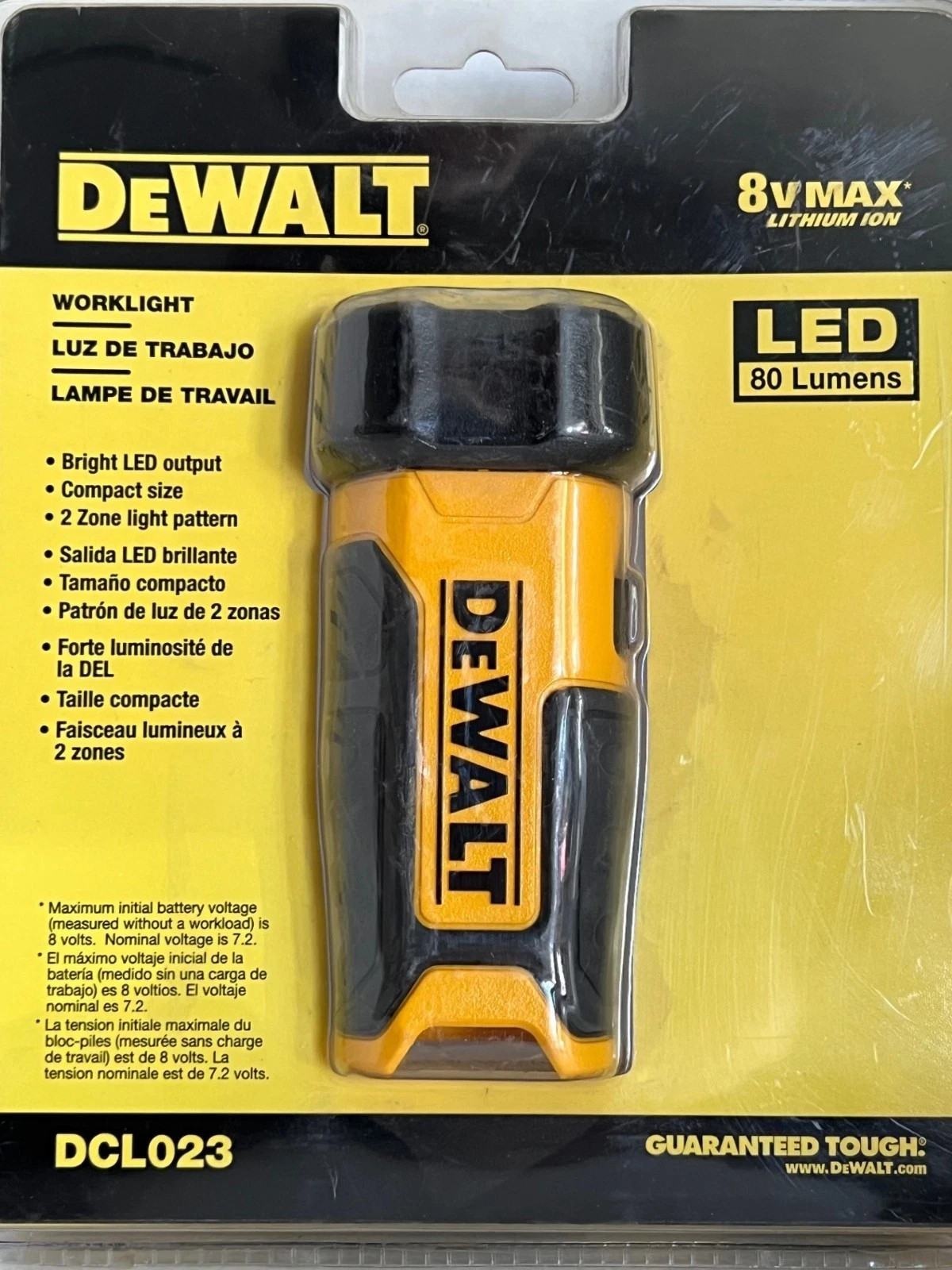 DeWalt New DCL023 8v Compact Work Light Only, No Battery - Free Shipping