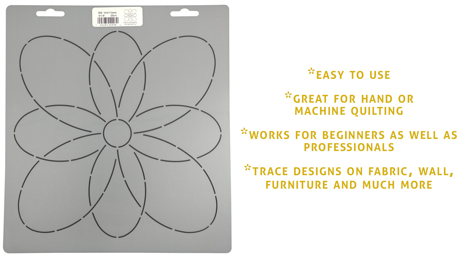 Quilting Stencil Simple Flower Quilt Pattern Block 9.1" Continuous Line Template