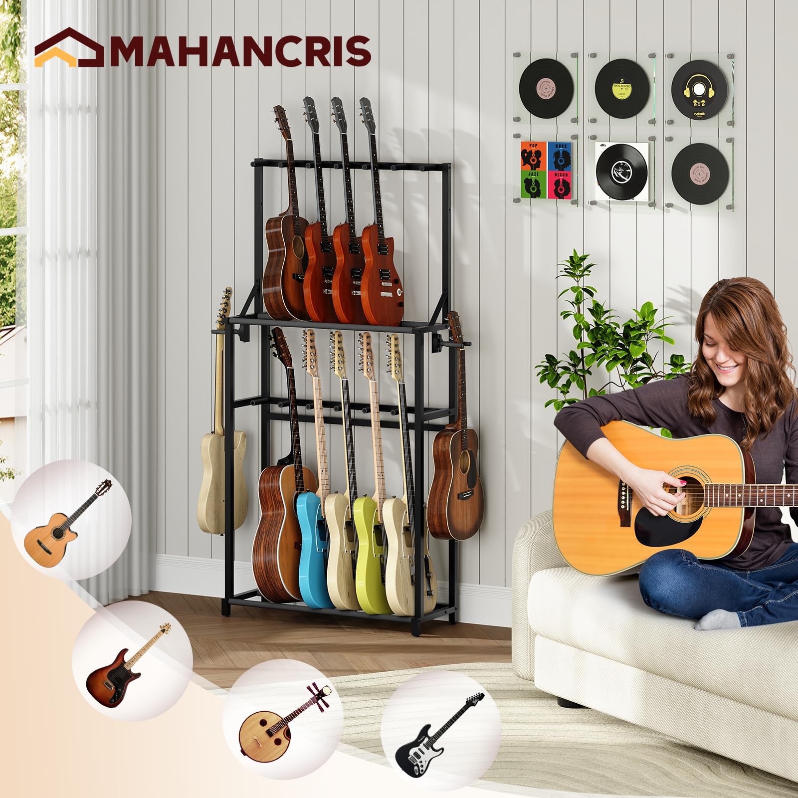 Guitar Stand, Multiple Guitar Rack Holder for Various Instruments, Multi-Inst