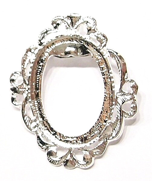 4 of 40x30mm Silver Victorian Art Nouveau LeFleur Brooch Pin/Pendant Settings