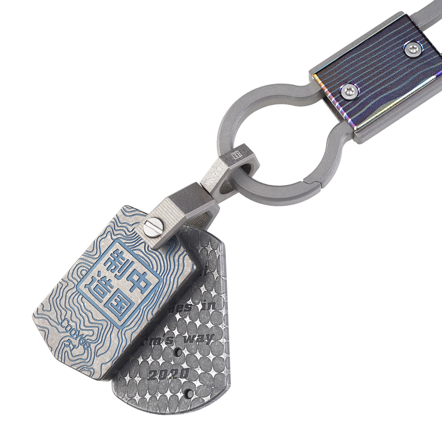 MecArmy CH5-M TC4 Titanium Alloy Mini Tiny Rotatory D Shape Key ring-Sandblasted