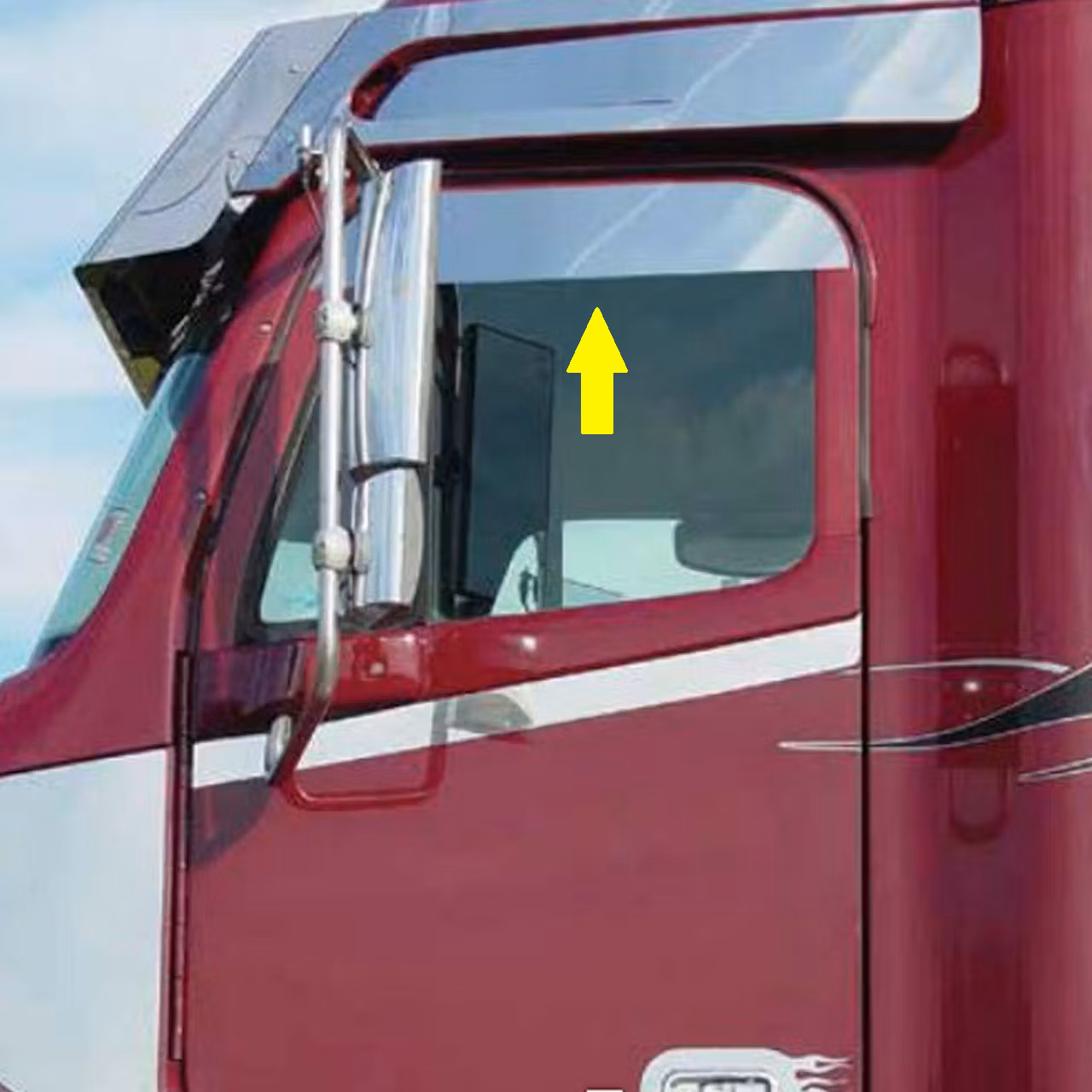 Freightliner Century Columbia 5" Chop Top Door Trim Stainless Steel Pair Set