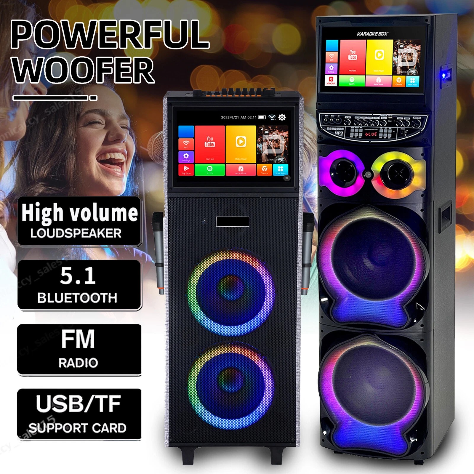Karaoke Machine for Adults Bluetooth Speaker w/2 Micphone Built in 15.4'' Tablet
