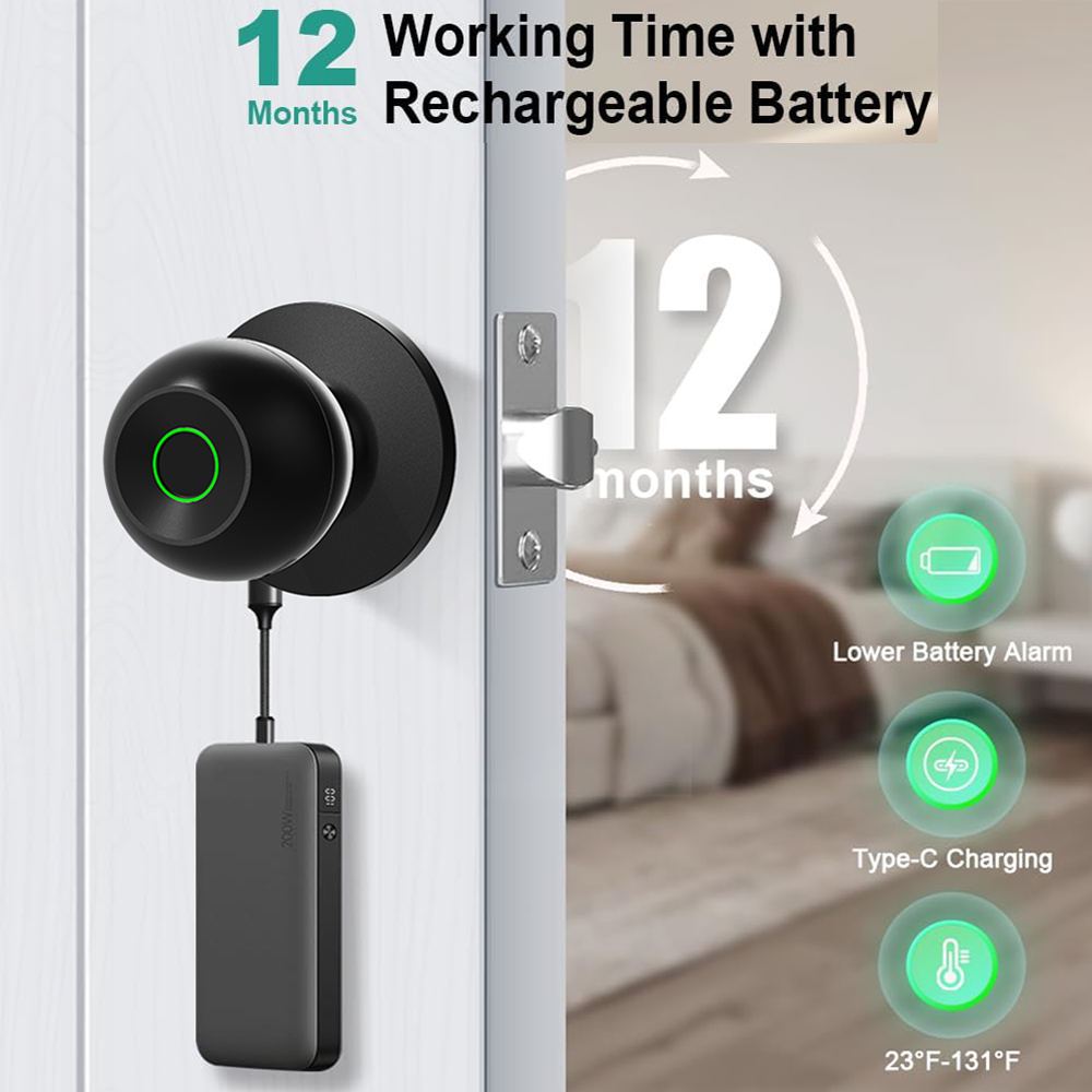 Fingerprint Door App Control Keyless Entry Door Lock For Home Bedroom Apartment