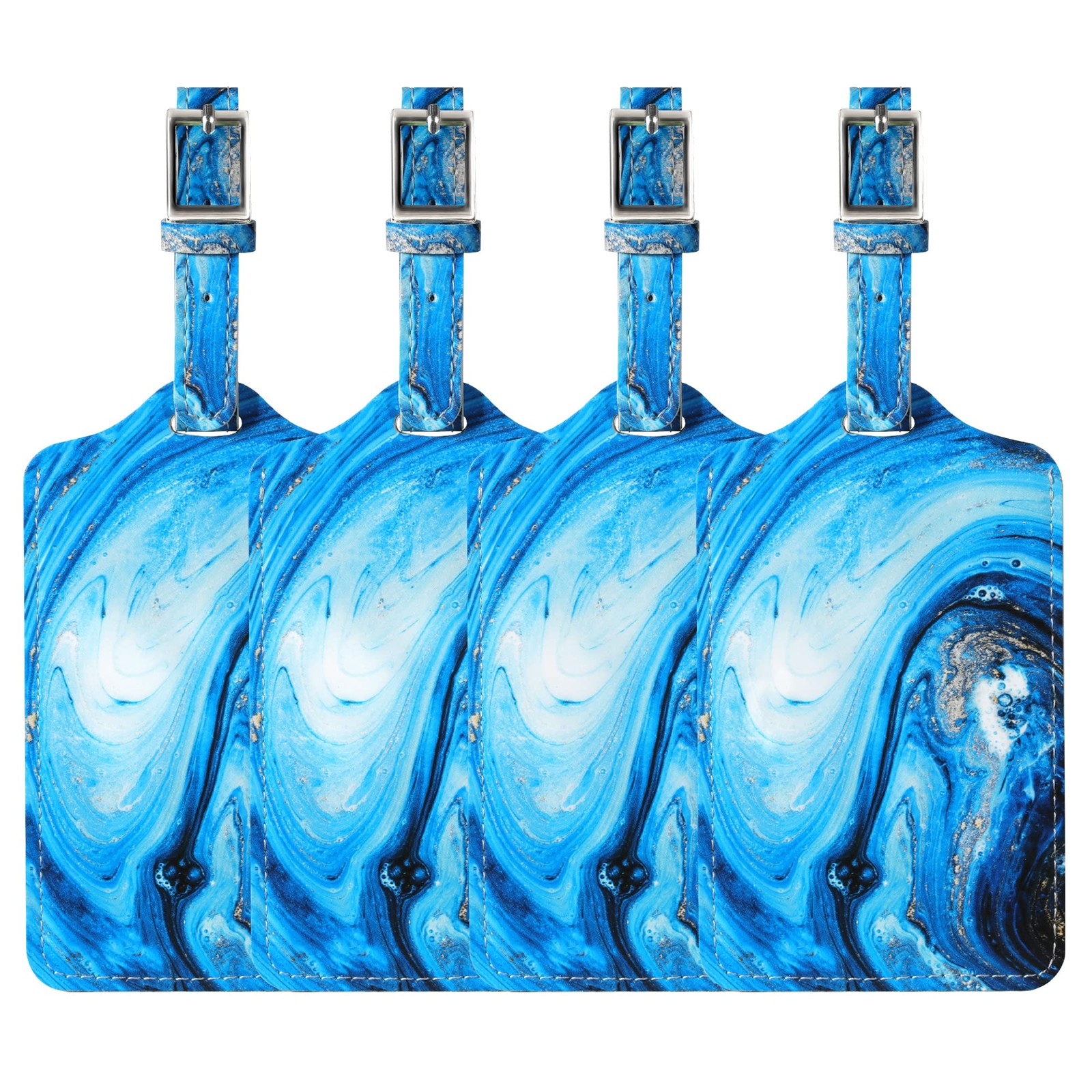 4 Pack Luggage Tag for Suitcases, 4.92 x 2.76 inches, Gold Foilded Marble