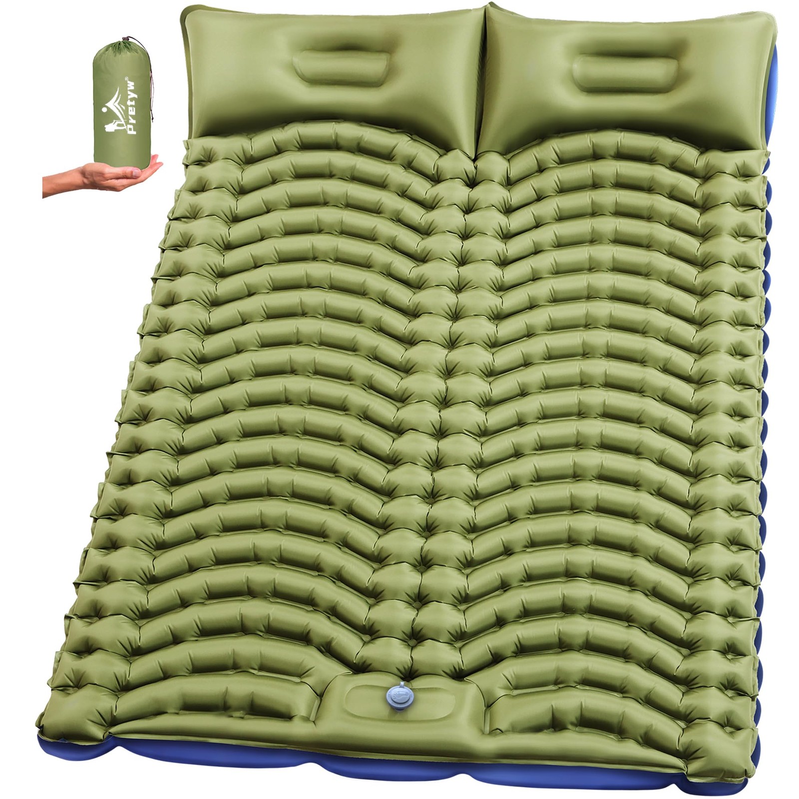 2 Person Camping Sleeping Pad 4 Inch Thick Air Mattress Builtin Foot Pump