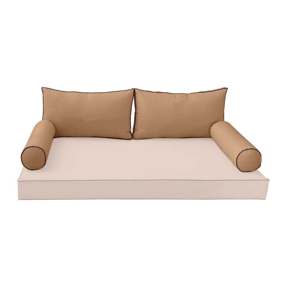 COVER ONLY Style2 Outdoor Bolster Back Pillow Slipcover Contrast Trim Crib-AD104