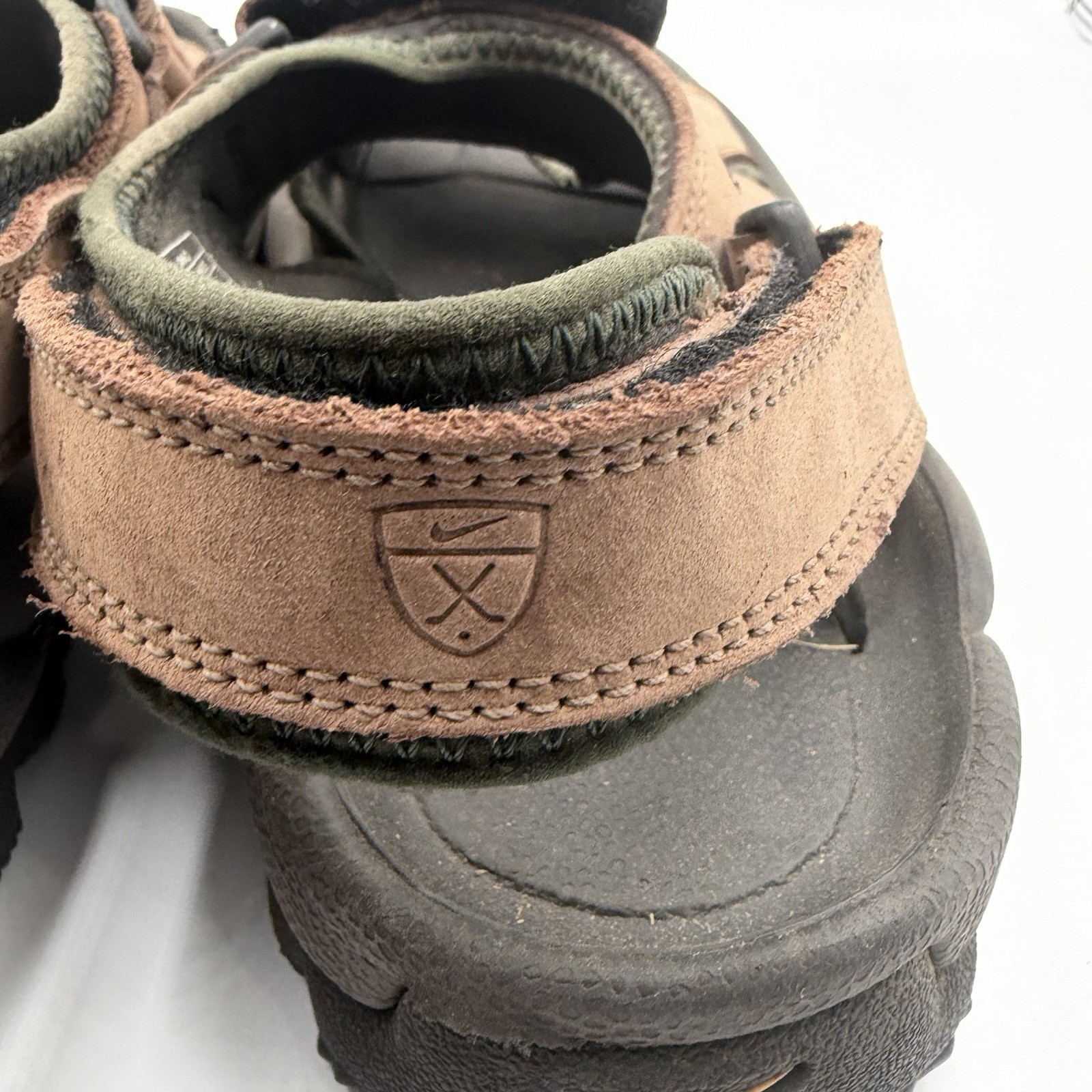 Nike Air Adjustable Strap Golf Sandals Brown Green Mens US 11 EUR 45
