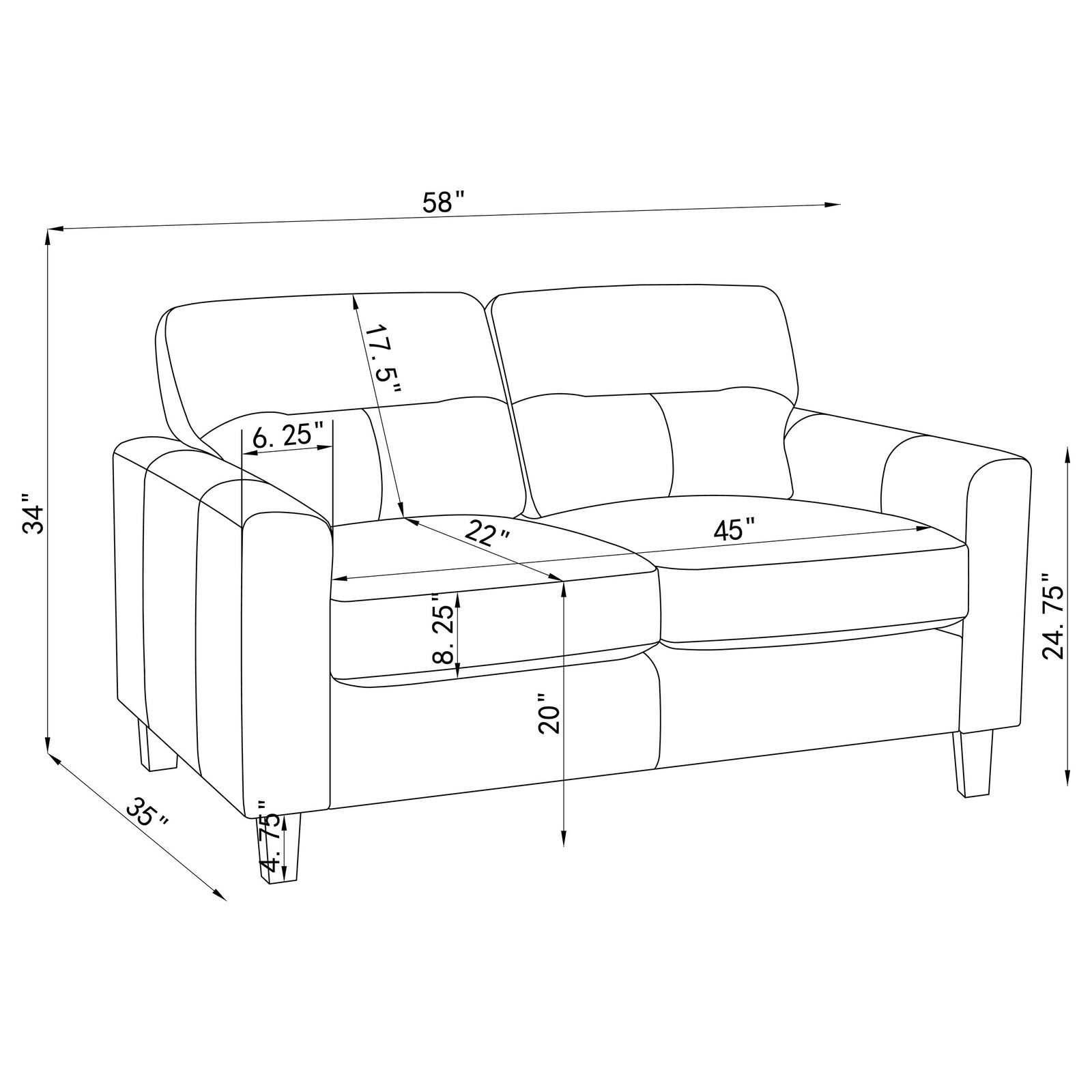 Coaster Scotland 2-piece Faux Leather Upholstered Sofa Set in Black