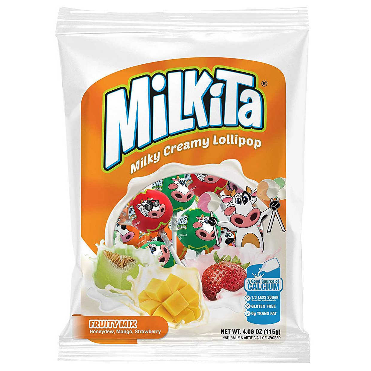 Unican Milkita Fruity Mix Milkshake Lollipops Milk Hard Candy 10 pieces w Mango