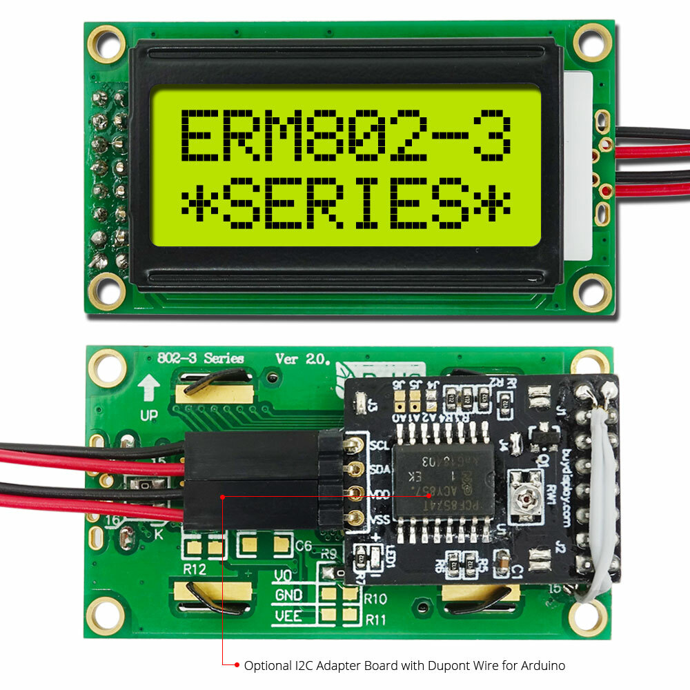 Yellow IIC/I2C/TWI Serial 8x2 Character LCD Display Module for Arduino with Wire