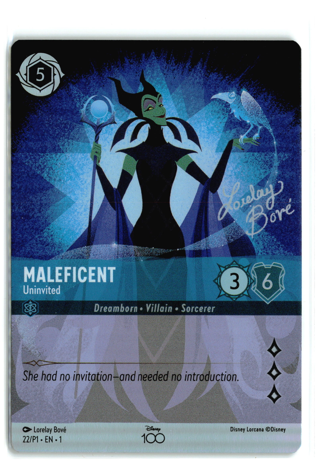 Lorcana Rise Of The Floodborn Disney 100 Promo - Maleficent Uninvited 22/P1  NM