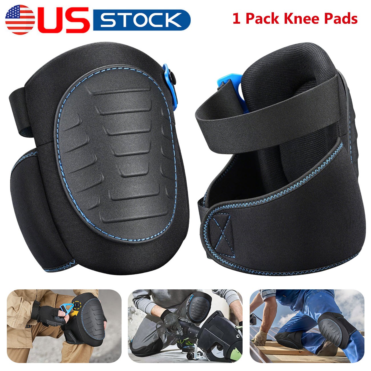 Polyester Knee Pads with Anti-Slip Straps & Ergonomic Foam Cushion for Knee Safe