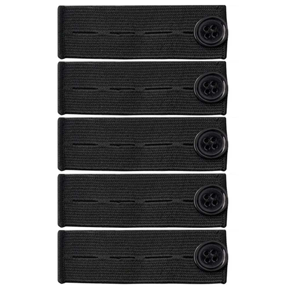 BlingKingdom 5pcs Adjustable Elastic Button Extender Waist 30 Regular, Black