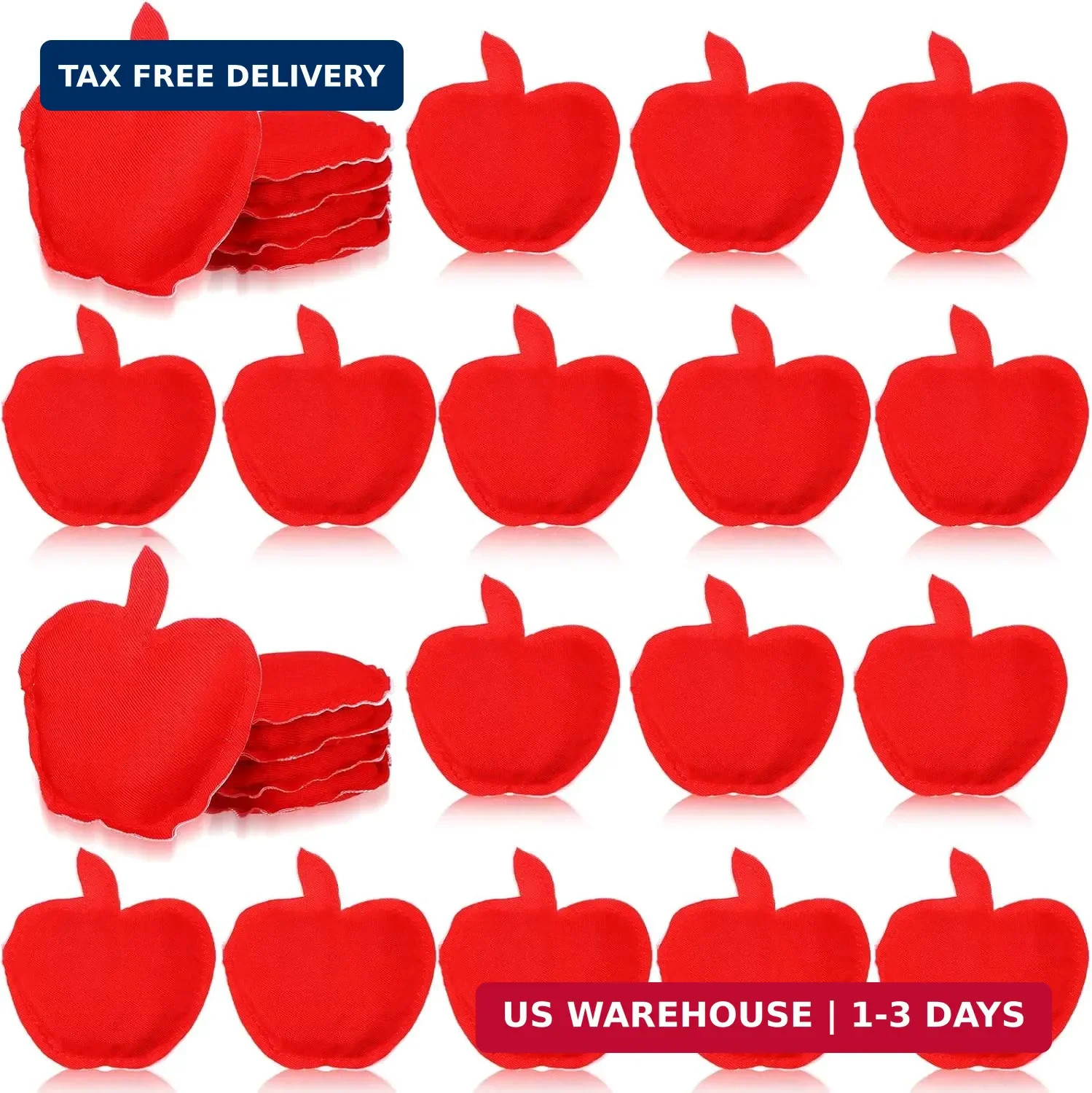 24 Pcs Apple Shaped Bean Bags for Tossing, Red Apple Cornhole Bags Tos
