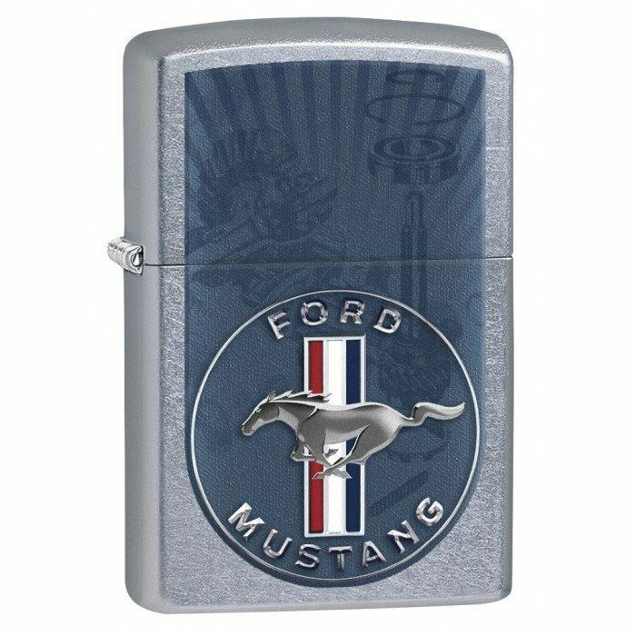 Mustang Logo Steel Blue ZIPPO Lighter * Rare Collector Item * FREE USA SHIPPING!
