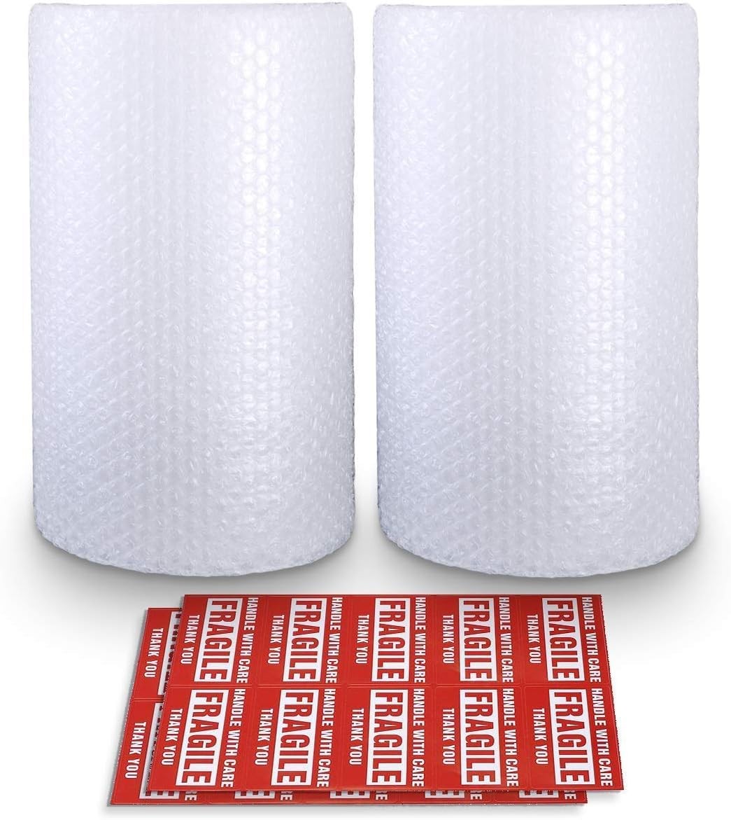 Bubble Cushioning Wrap Rolls, 3/16" x 12" x 72' ft Total 2 Rolls of 36 Feet P...