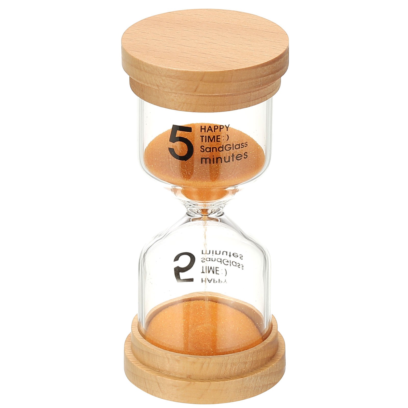 5 Minute Sand Timer High Borosilicate Glass Wooden Watch Orange