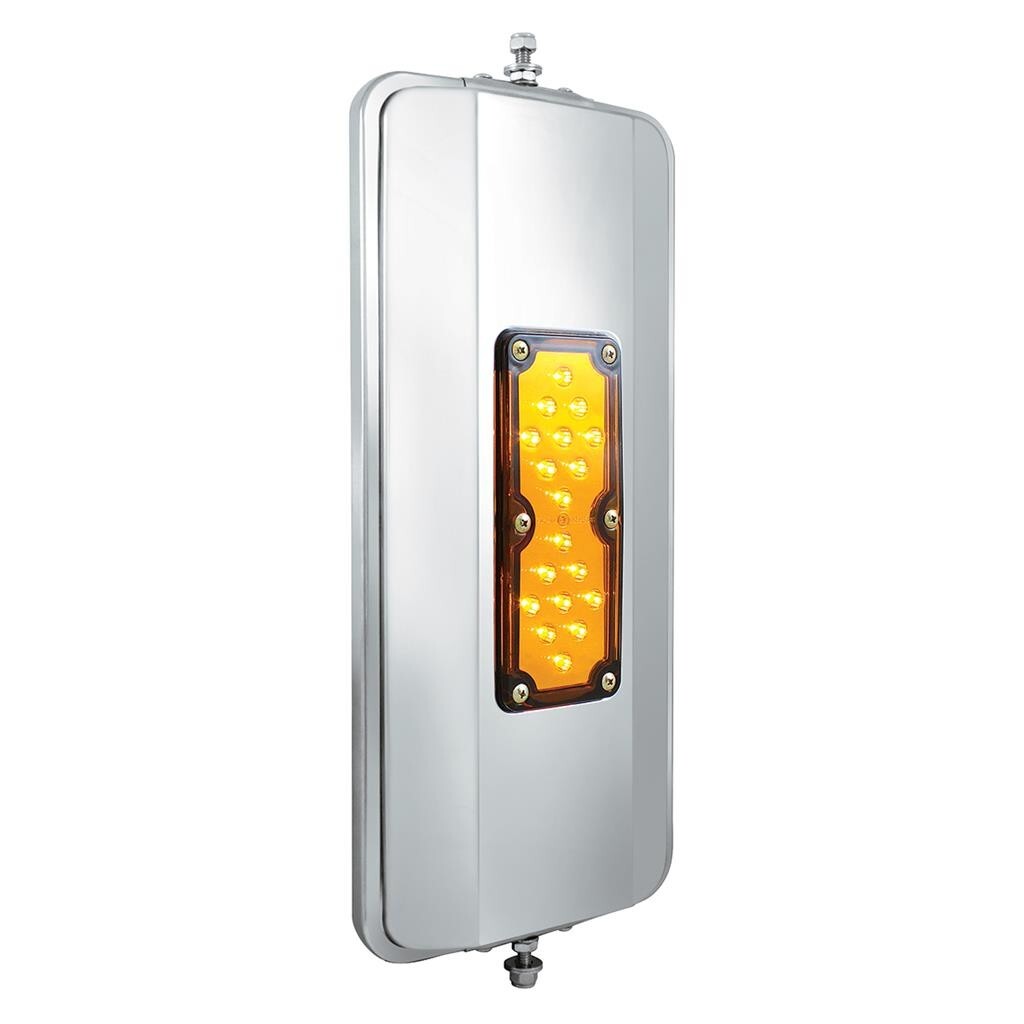 7" x 16" West Coast Mirror with 18 Dual LED Light - 304 Stainless Steel - Heated