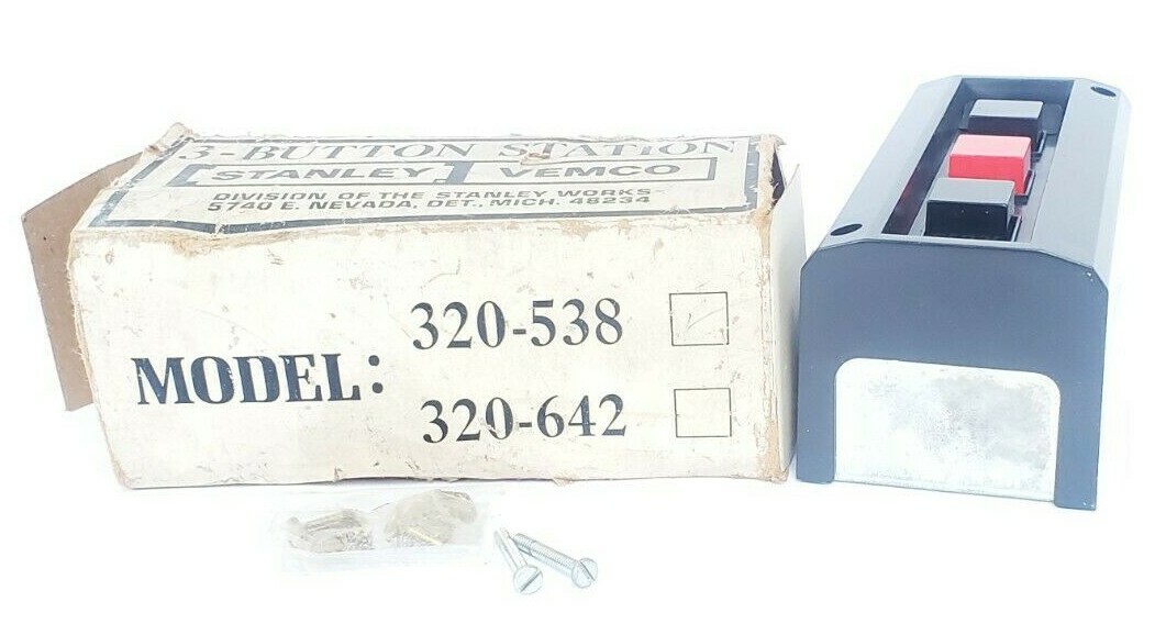 NIB STANLEY VEMCO 320-538 PUSHBUTTON STATION 3-BUTTON 320538