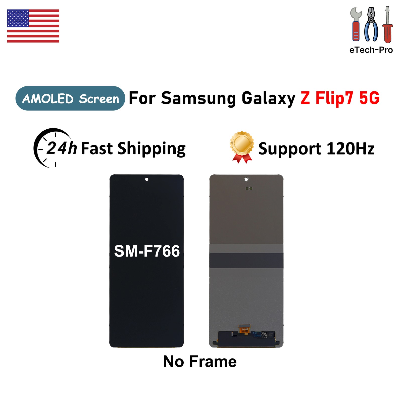 AMOLED Display Touch Screen Digitizer For Samsung Galaxy Z Flip7 5G SM-F766