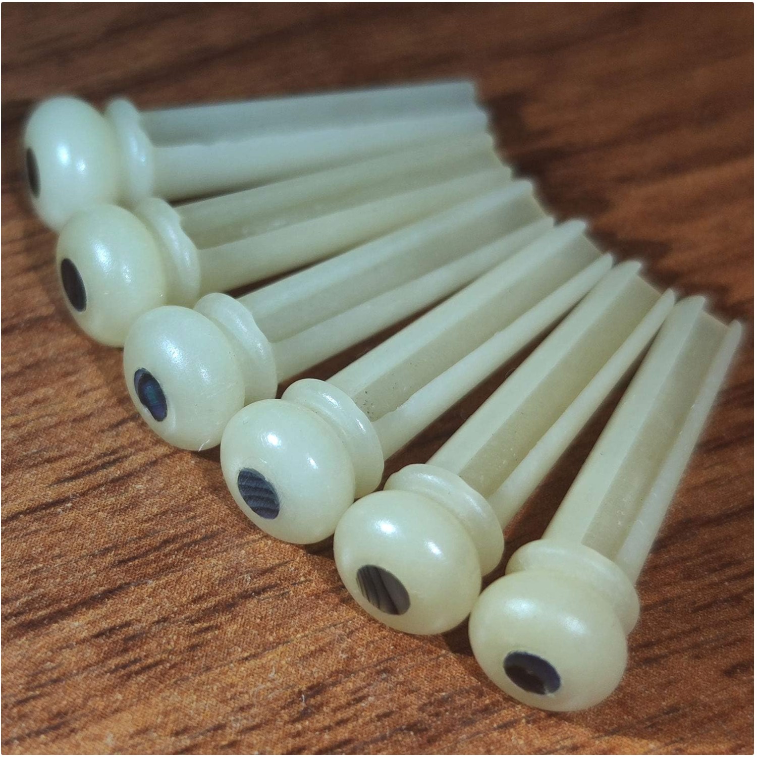 Elegant Unbleached Bone Bridge Pins for Acoustic Guitars - Abalone Dot, 12 Pack