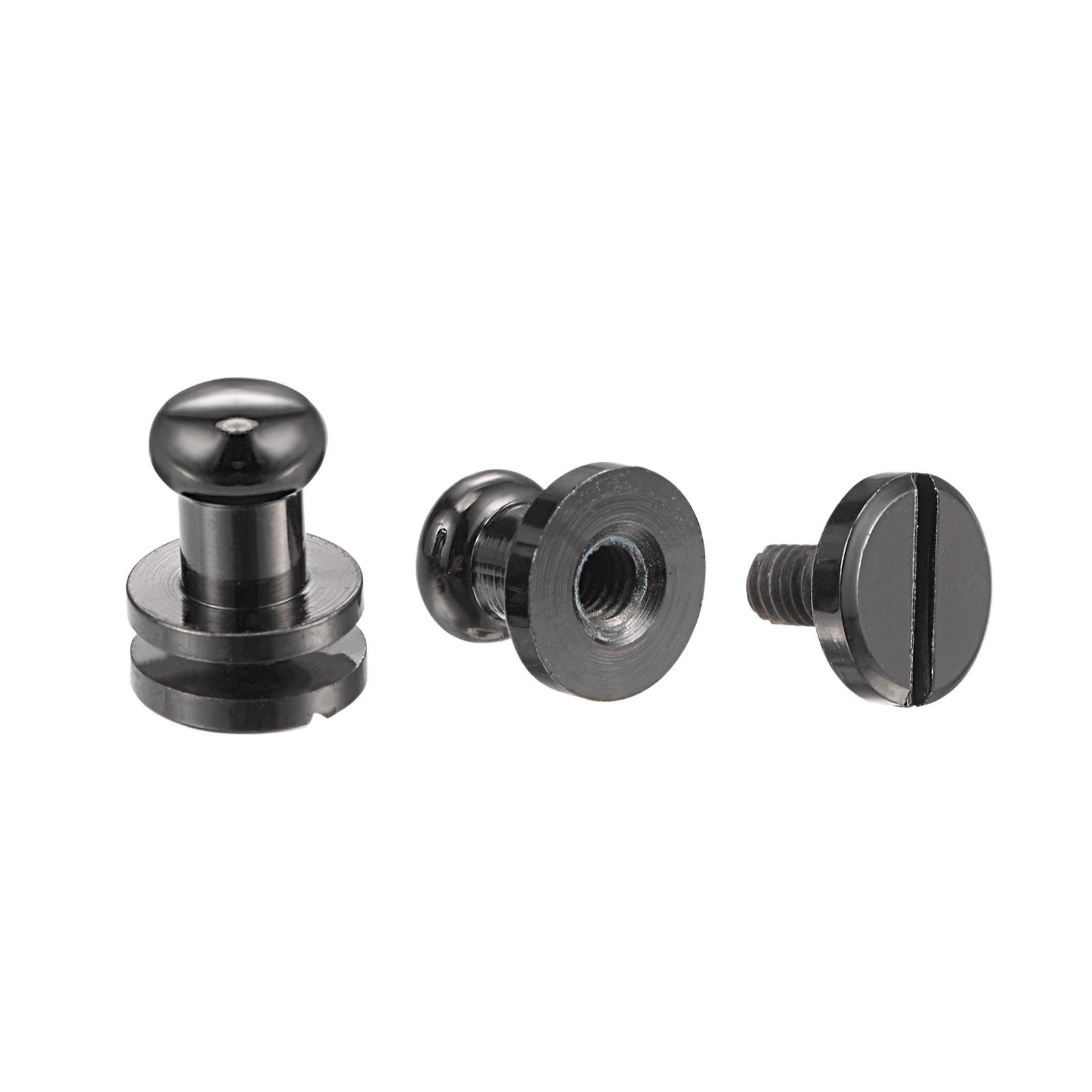 5 Set 6mm Solid Brass Round Head Lock Screw Rivets Pin Fixing, Black