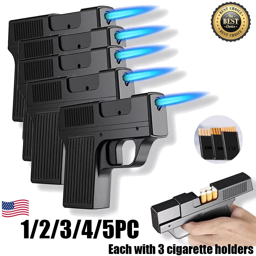 1-5pc Unique Butane Cigarette LIGHTER&CASE Adjustable Jet Torch Flame Pistol Gun