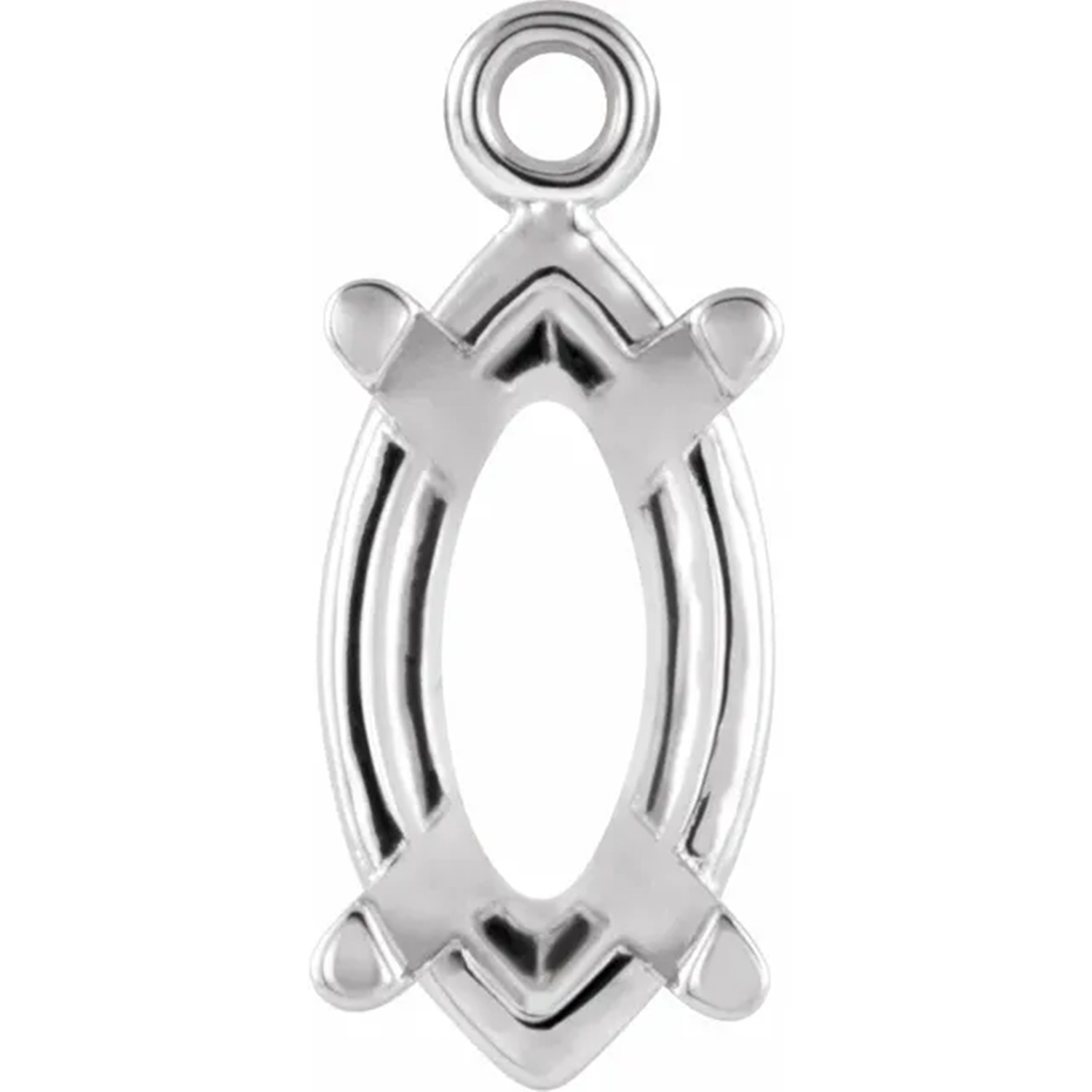 14K White Gold Dangle Setting Marquise Cut 4 Prong Basket Designed Mounting USA