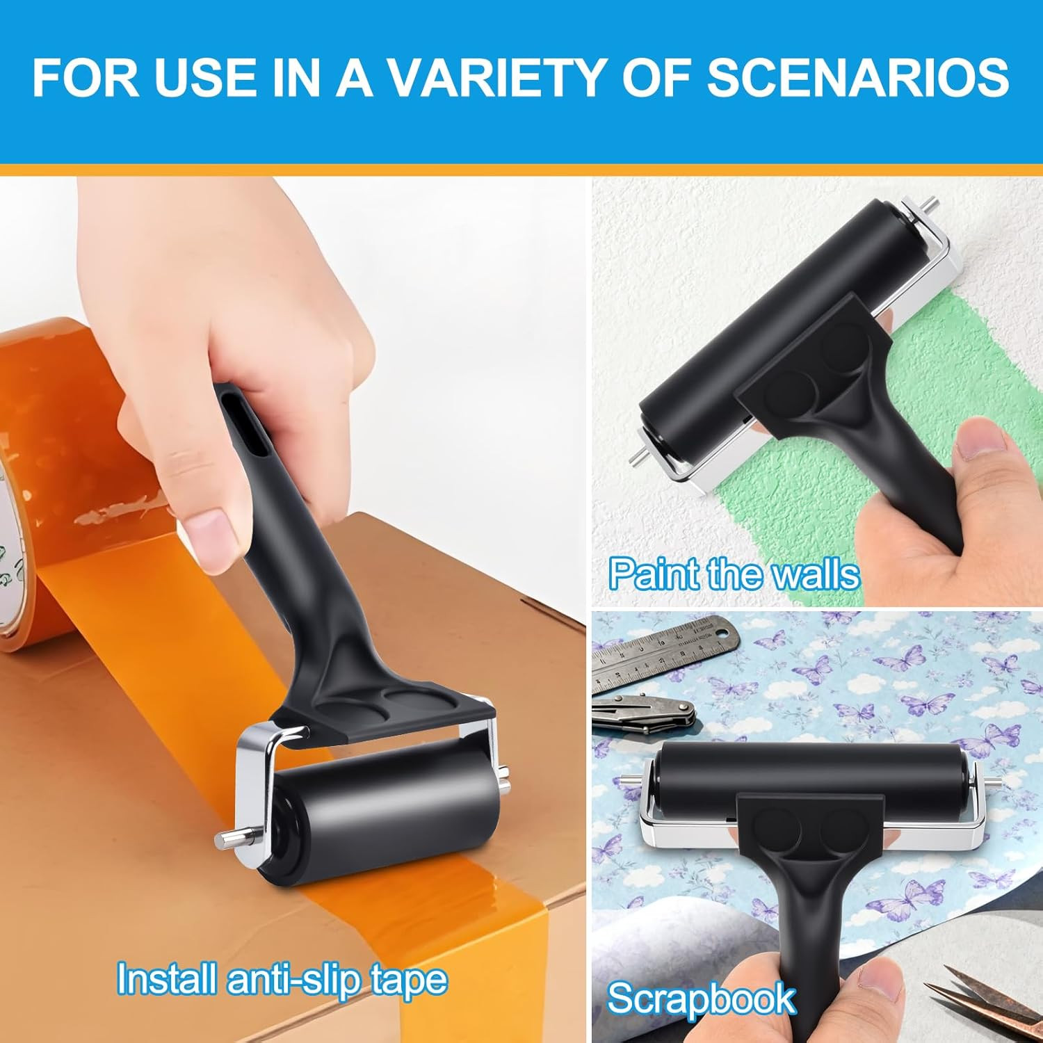 2 Pack Rubber Brayer Rollers Set 4 Inch & 2.2 Inch Printmaking Ink Tool