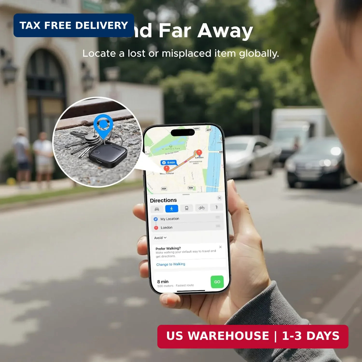 UGREEN FineTrack Air Tracker Tags (iOS Only) 4 Pack, 2-Year Replaceable Battery