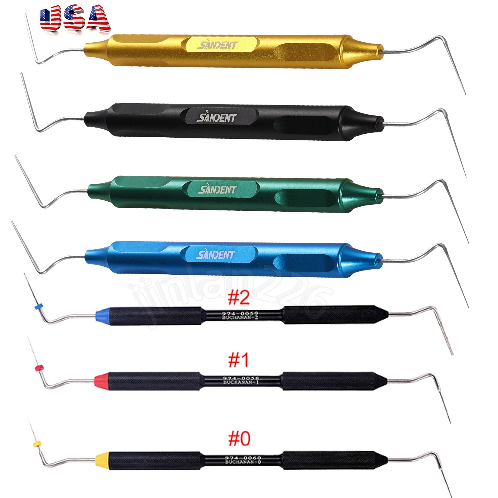 Dental Sybronendo Endo Buchanan Hand Plugger Tip Fill Obturation 0# 1# 2#