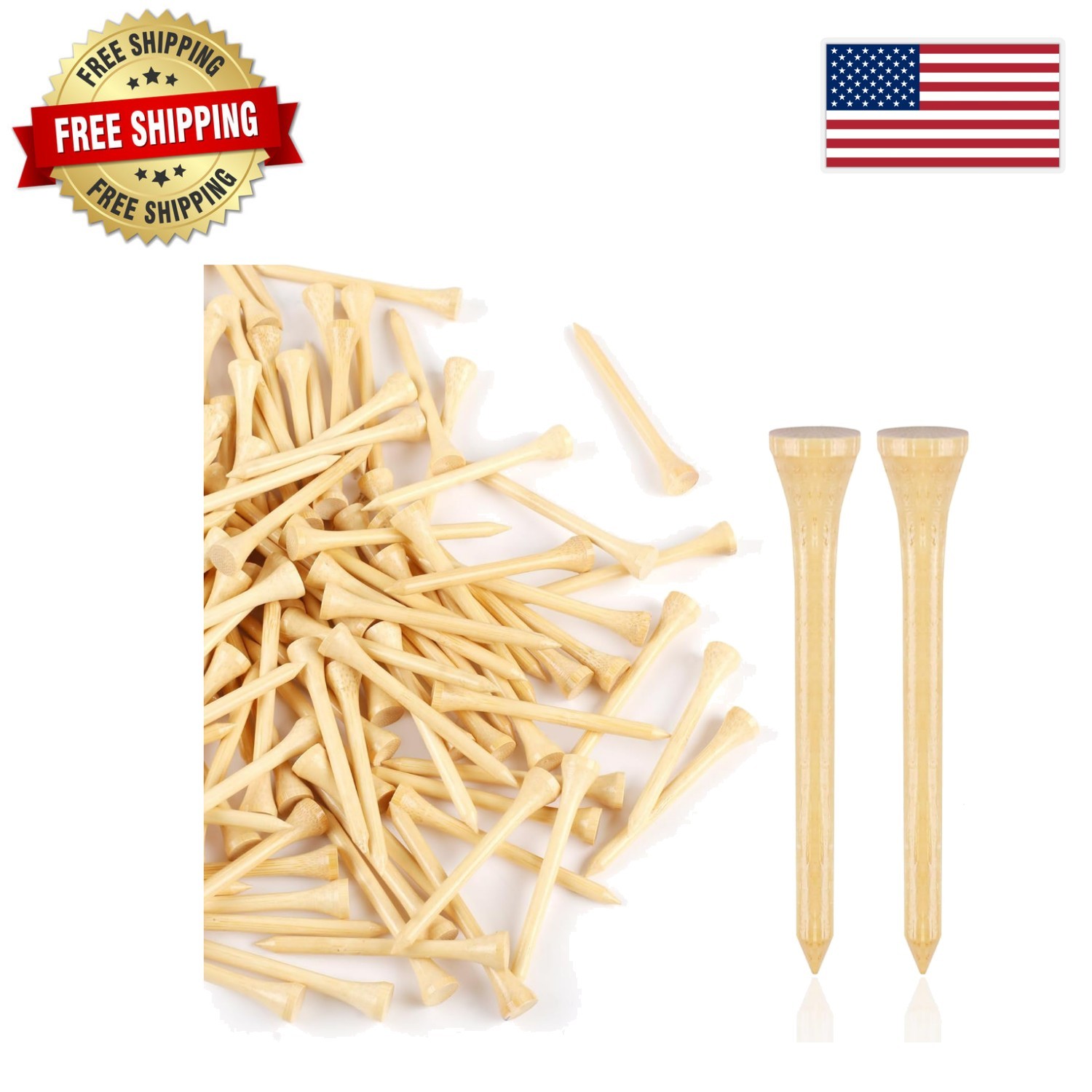 Eco-Friendly 150PCS Wooden Golf Tees - Stable 2 3/4'' with Burr-Free Design
