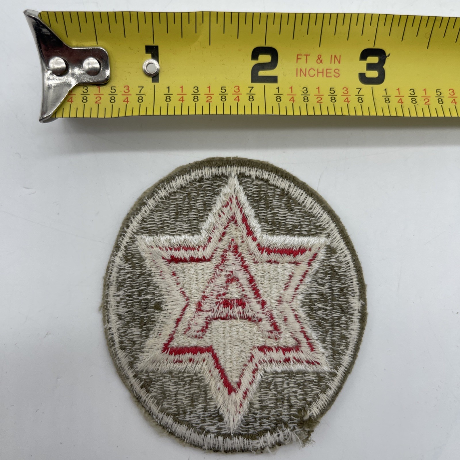U.S. Military 6th Army Cut Patch Insignia “A” 6 Pointed Star ~2.5” Round Older