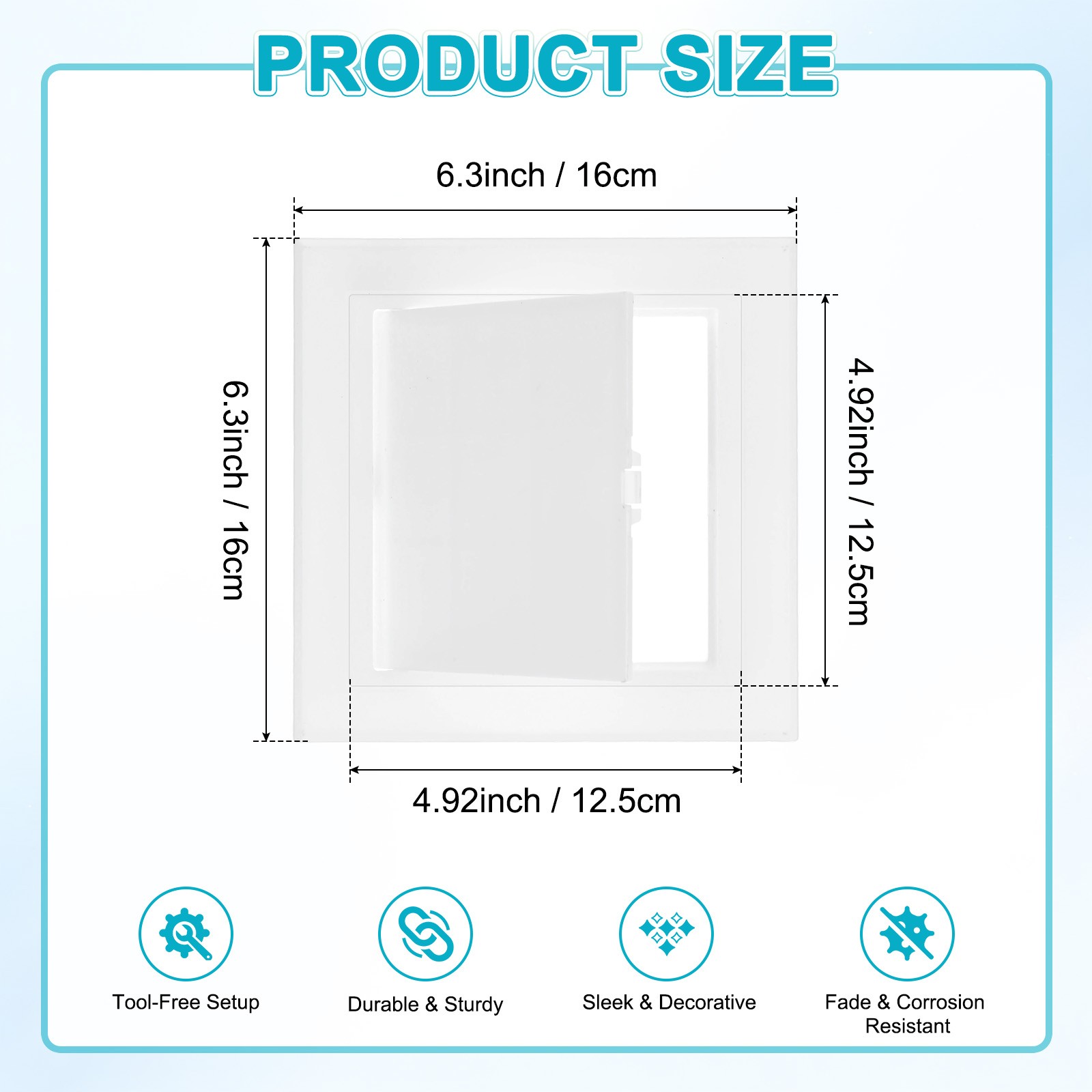1-Pack Access Panel for Drywall, 4.9x5" Plastic Wall Hole Cover [White]