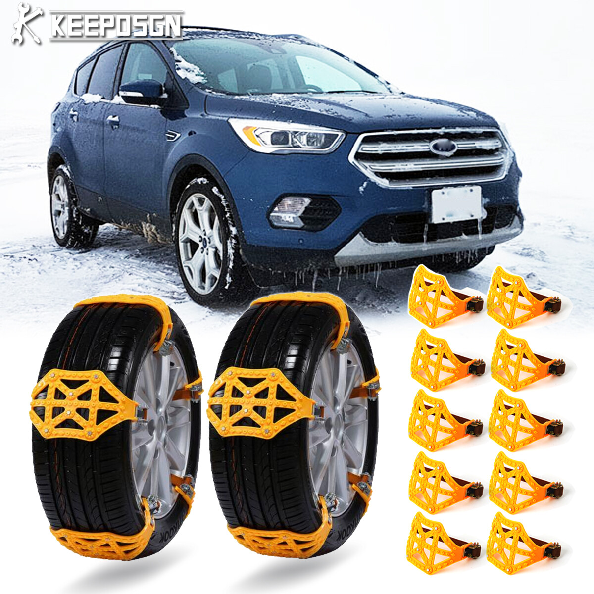 10x Snow Tire Chains Mud Ice Anti-Skid Emergency For Ford Escape Ranger Explorer