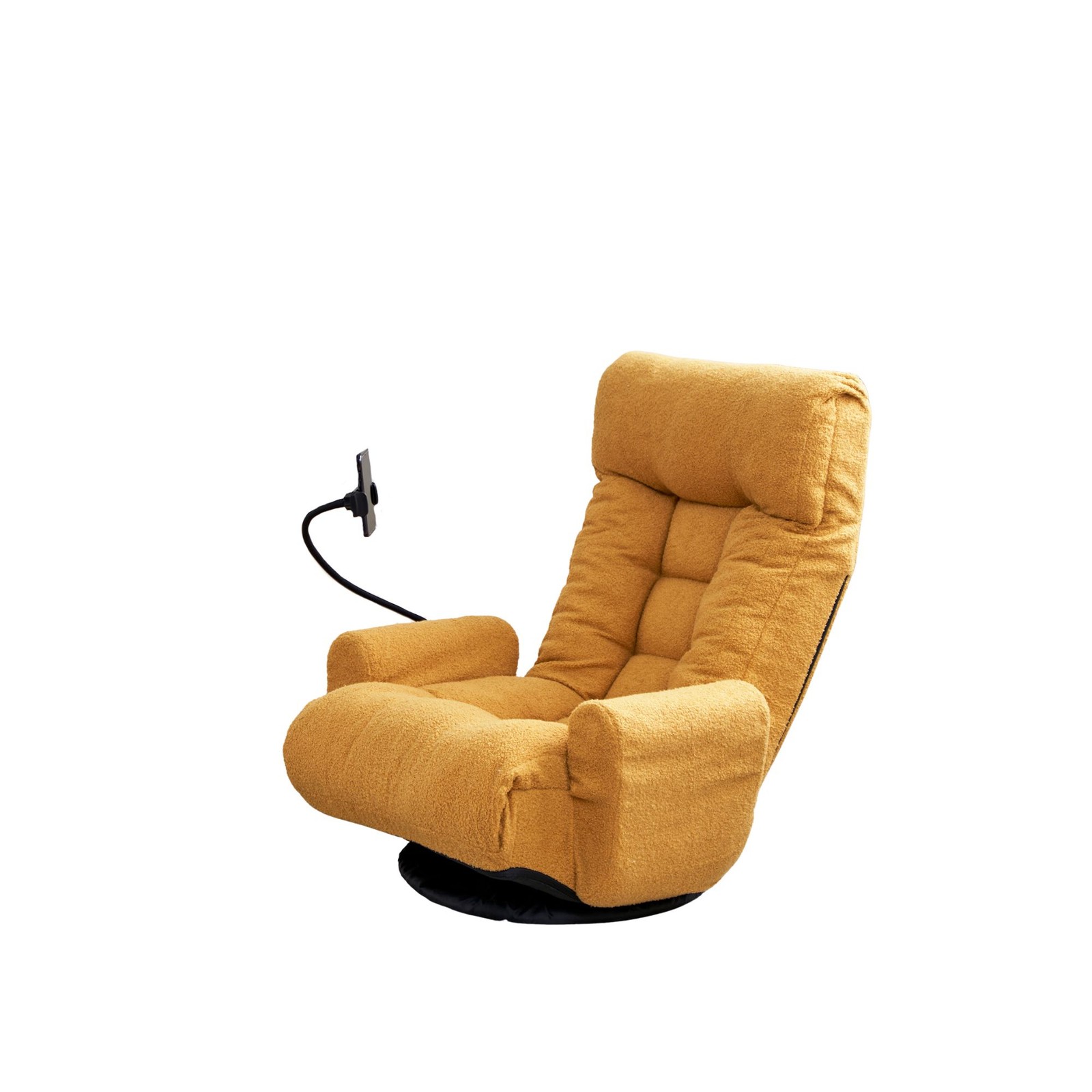 Adjustable Lounge Sofa Chair 360° Rotatable Yellow Cotton