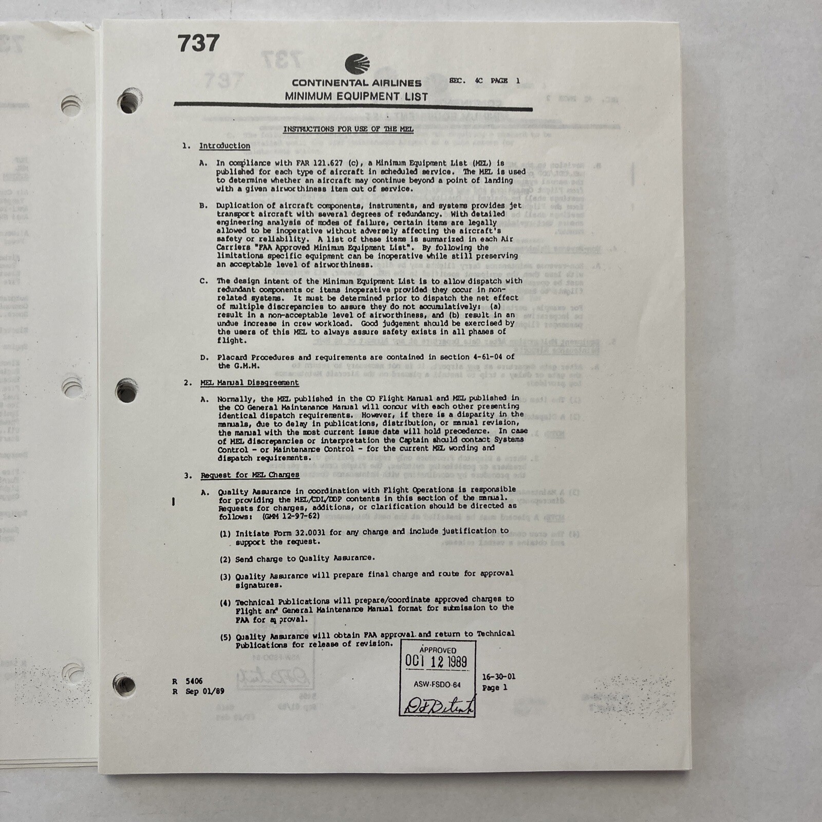 Boeing 737 Minimum Equipment List (MEL)