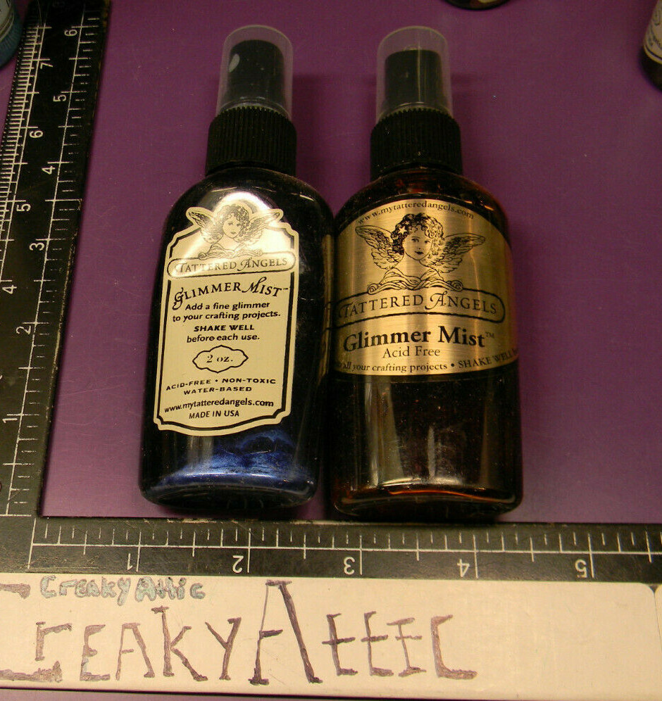 TATTERED ANGELS 2 GLITTER 2 OUNCE INK BOTTLE ORANGE BLUE 3/4 FULL CREAKYATTIC