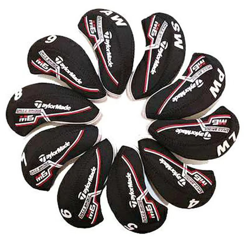 10pcs Golf club cover TLM M6 iron head cover 4-9-LPAS hat cover Black Blue Red
