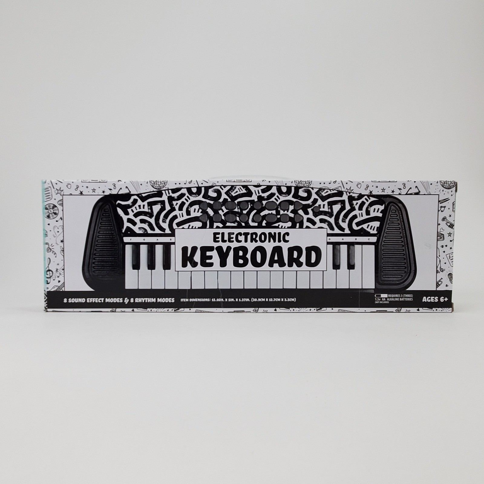Kids Electronic Keyboard 24 Key Piano 8 Sound Effects 8 Rhythms Black White