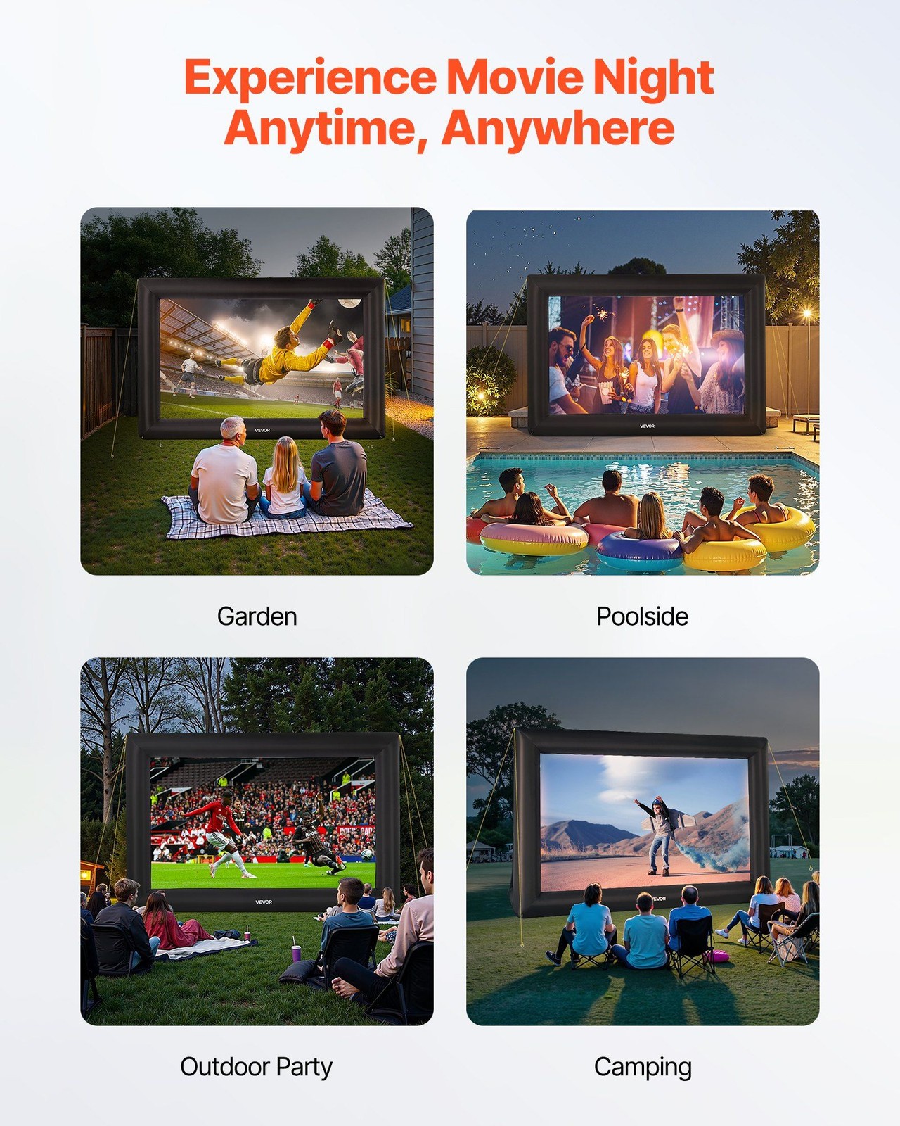20FT Universal Inflatable Screen 250W Air Pump Suitable for All Projectors