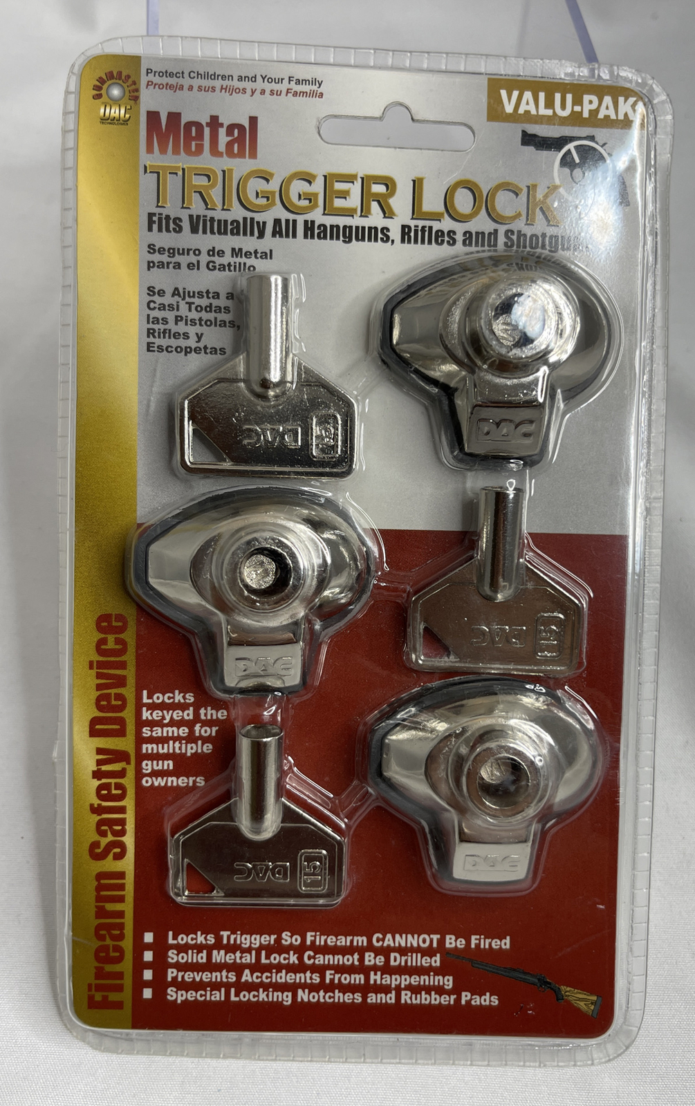 DAC Value 3 Pack Rifle Shotgun Pistol Gun Trigger Locks MTL-100WM